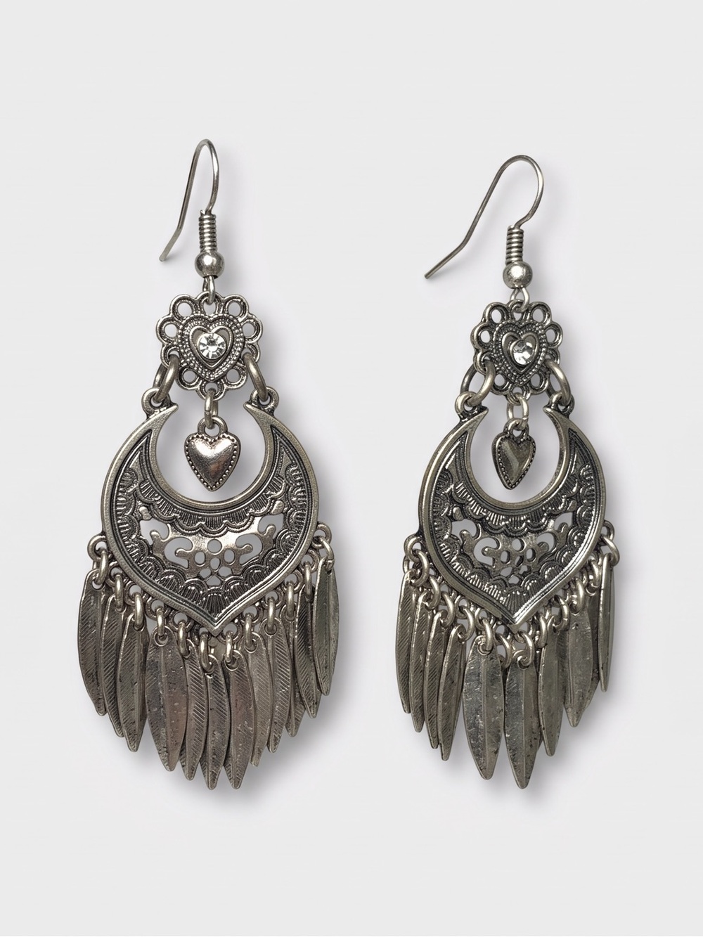 Silver-Tone Bohemian Dangle Earrings with Fringe - Women's Jewelry